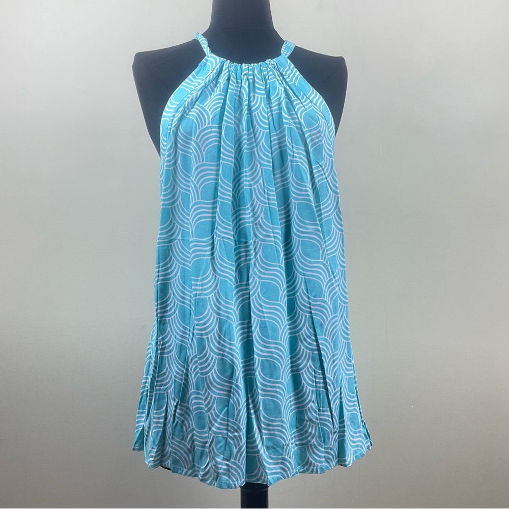 escapada Bow Tie Blue and White Halter Top Size Large